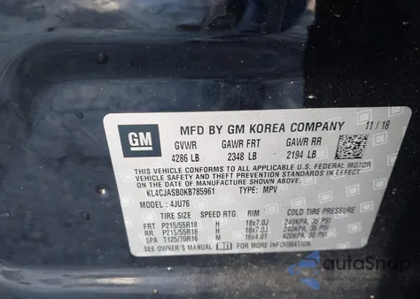 2019 Buick Encore Fwd Preferred z USA, uszkodzony, nr VIN KL4CJASB0KB785961